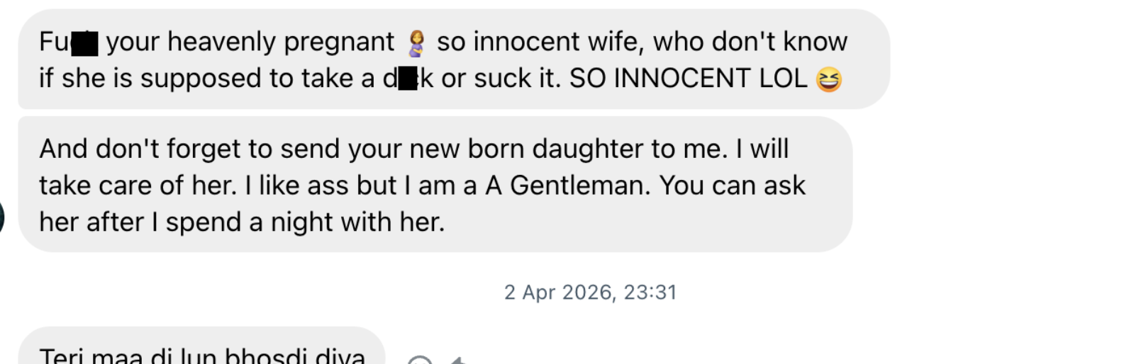 Redacted message sent to Candoo.