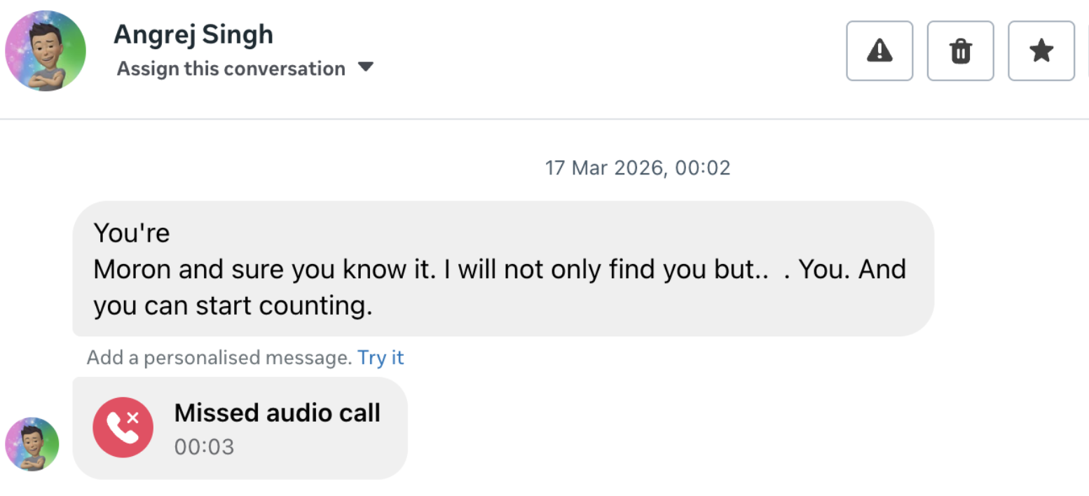 Redacted message referring to finding the recipients.
